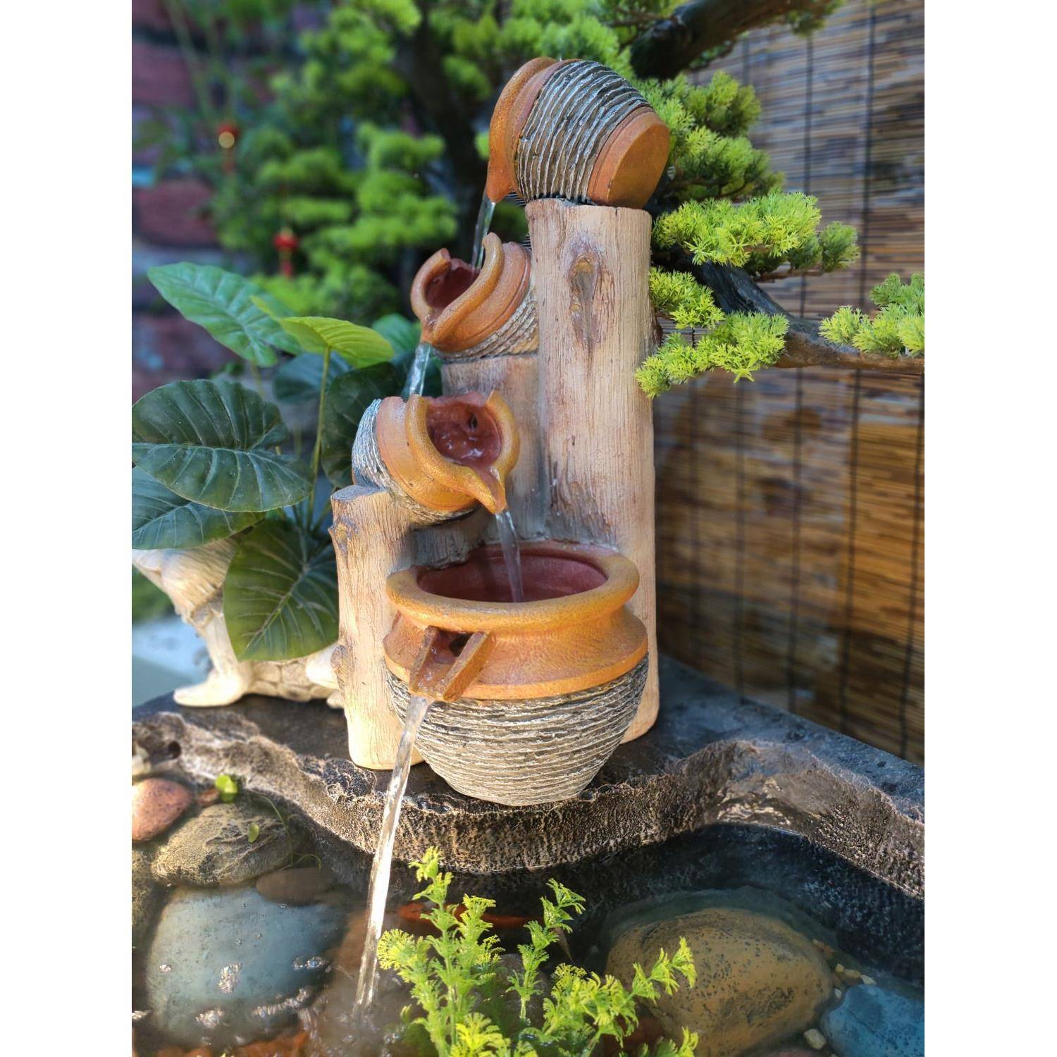 循环水陶罐摆件现代田园风庭院外阳流PAD台古法应鱼缸造景装户饰