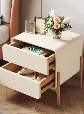 奶油牀头柜简风约现32845代小卧柜子实木边柜室免安装小牀型牀头
