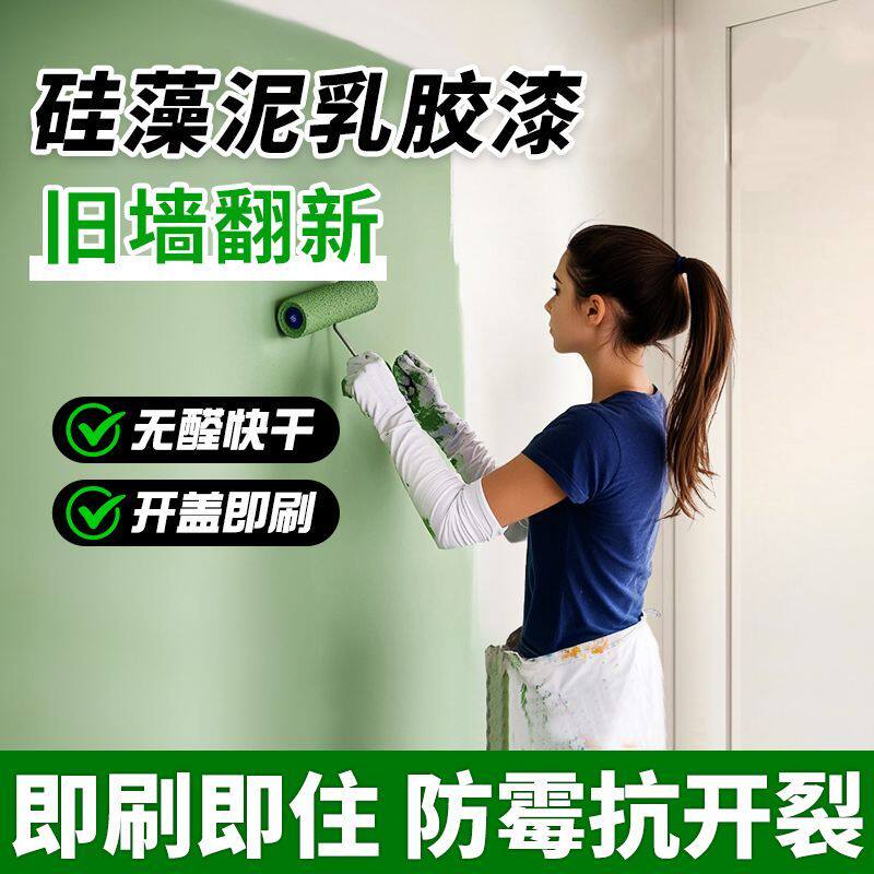 儿童房水性硅藻泥乳胶漆室内自刷家用内墙白色环保无甲醛墙面涂料
