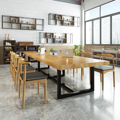 实bg0034木洽办公桌人会议桌椅组合谈室长条型职大班台员工作多电