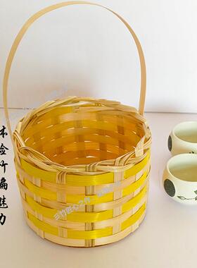 竹编dy材料包SGZB竹制品竹编篮学子生手工新手提篮款i圆形非遗竹