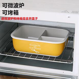 陶瓷三分格饭盒密封保鲜盒盖可快餐带加热上班族学生便当盒微波炉