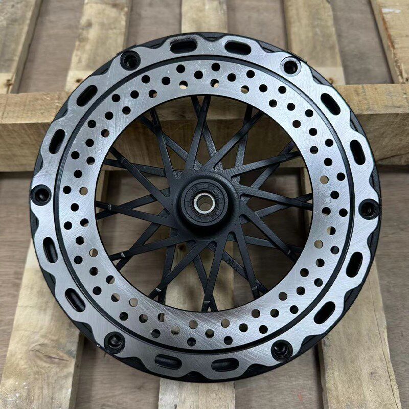 深远009电动车前轮毂反刹碟刹前轮钢圈10寸300-10反扣碟刹铝轮毂