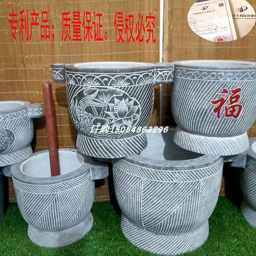 特大号石臼天然石窝青石石臼家用打年糕石臼老式石臼手工捣蒜器