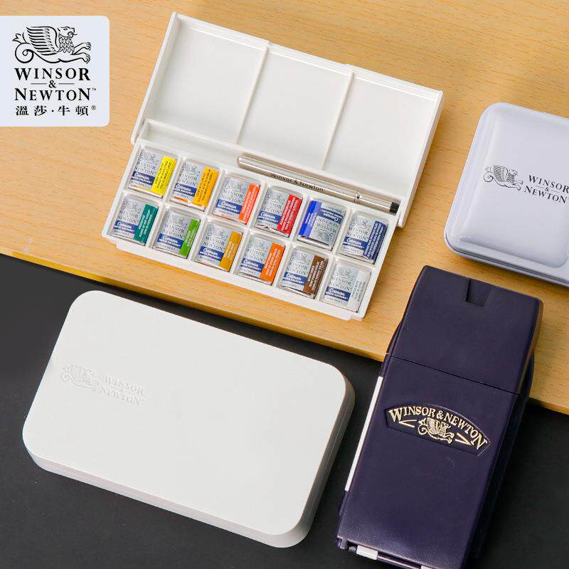 温莎牛顿歌文专业级水彩颜料口袋装固体套装肖像/花卉/天空/风景