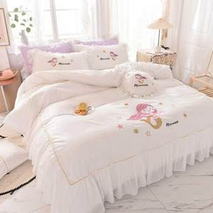 （总）花香四季家纺 2025新款13376纯棉贴布刺绣雪纺纱四件套-人