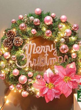 诞花环门挂40店cm圣诞花圈装饰53508品圣仿真诞节藤条挂件商场酒