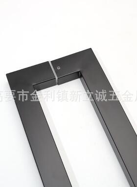 现代简约管不锈钢玻璃门大拉手方黑推色大店95208门把手拉门酒拉