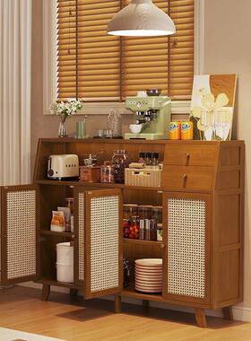 斗柜实木抽屉柜纳柜现简约代超薄收卧60557室斗橱客厅复古藤编五