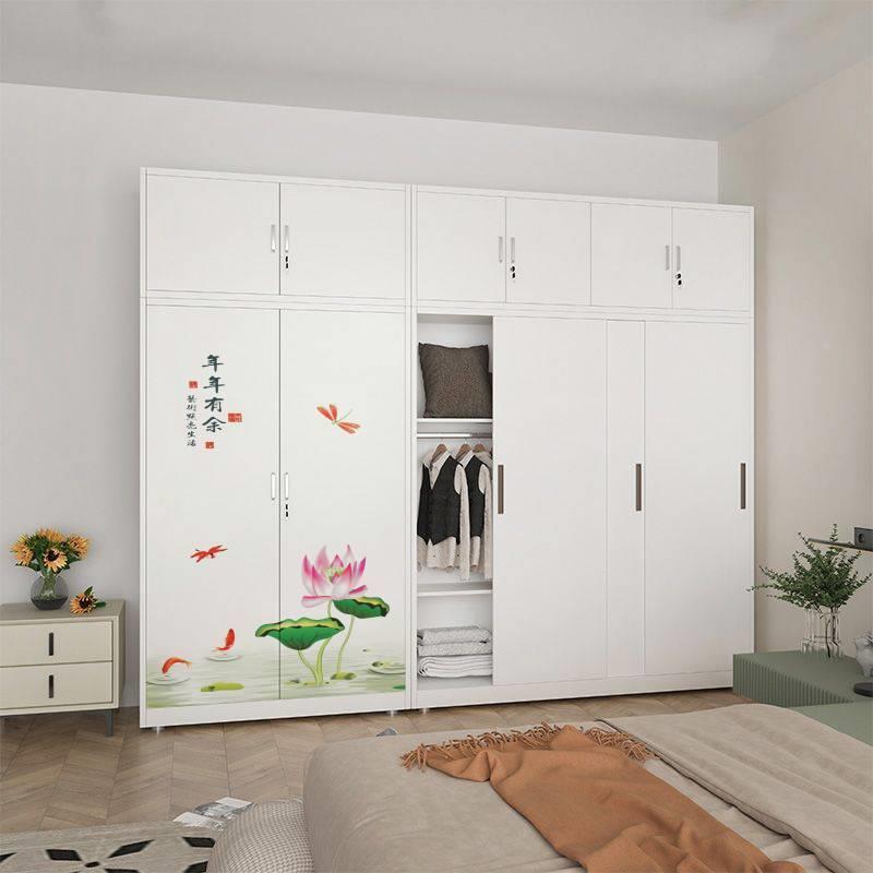 钢5029制铁皮衣柜家用卧室小台推拉物门阳铁艺印花柜户型衣物收纳