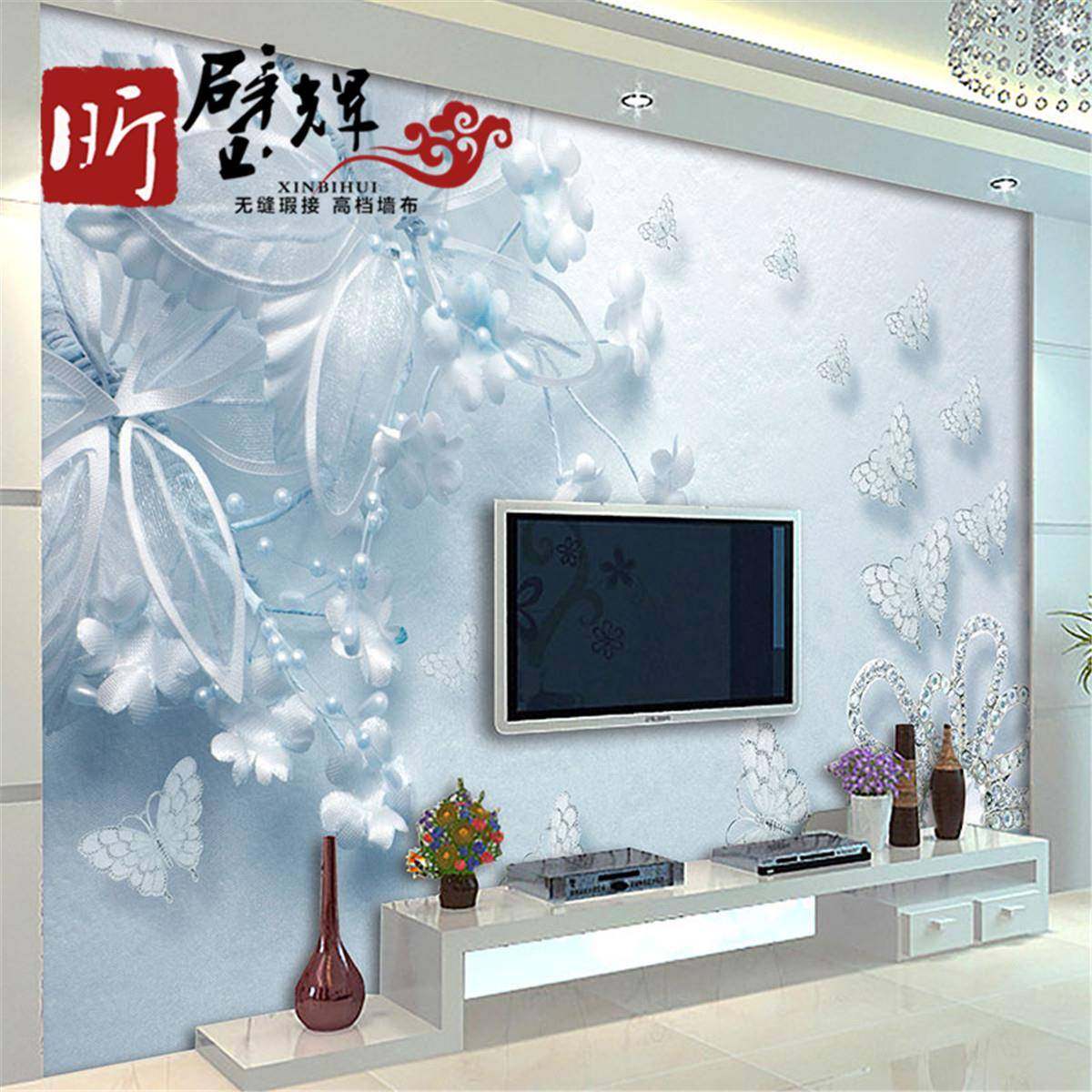 昕墙墙璧辉无缝画布玫瑰花卉壁无纺布布客厅电视背景墙沙发NXR壁