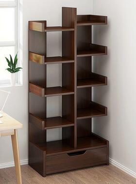 多落子简易书架家用OBX收纳架客厅柜网红小型书柜靠墙地层置物架