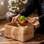 越茶收南藤编收纳洱筐带盖多格零022食盒点盒存茶箱茶具普茶饼纳