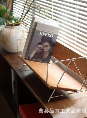 新款小实木桌面书25127创意书立家用啡厅台面收纳架架咖书籍杂志