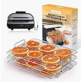 Ai蒸001rfryerNINJA锅DZ201DZ401小号气炸配件三层烤架架空不锈钢