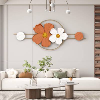 欧奶油餐风厅装饰挂画钟表画客厅PFB钟简约静音挂墙时钟卧北室床