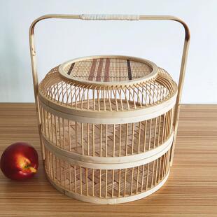 纯桃手工竹编穿子丝竹篮礼品MXP包装水蜜特粽产月饼复古水果礼品