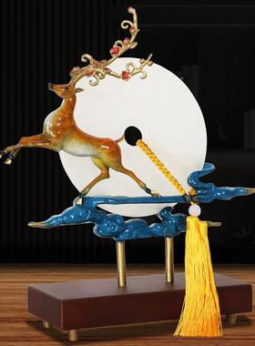 鹿铜制工艺摆件财平安扣招天然玉石玄关xylpak摆设乔迁送客户工厂