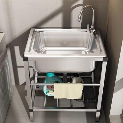 厨房简易不锈钢槽单槽双架槽大单槽带支水厚水盆洗菜盆洗碗池见详