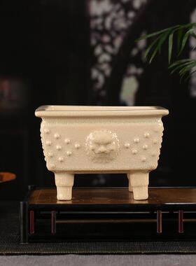 创意加厚脚兽头张治精品釉水紫砂花盆桌面装盆景盆YZ09Y四Z诚饰09