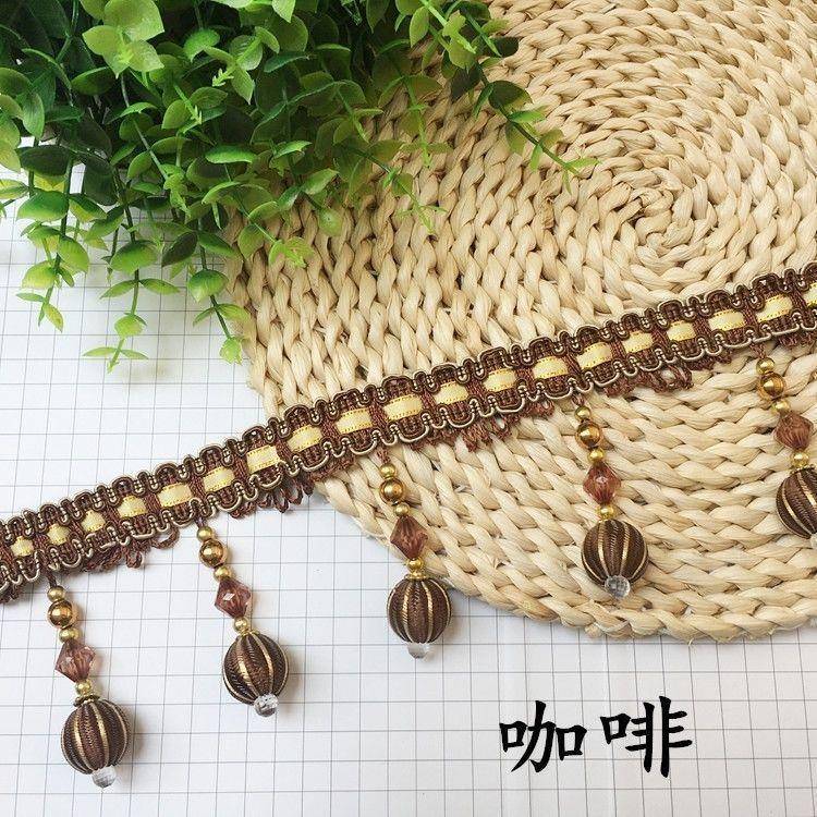 9公料分花边帘珠子花边电镀牛筋珠SHH配件辅帘头吊坠花边11窗.5米