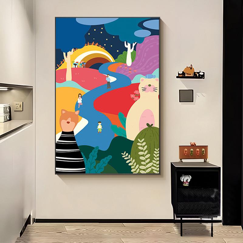 多巴胺奶油客装厅饰画现动代抽象艺术风挂画物客厅沙发背景墙VVS