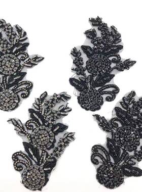 OWP服重工网布股领线刺绣花饰品婚纱礼装饰YDI辅料手工水钻花边