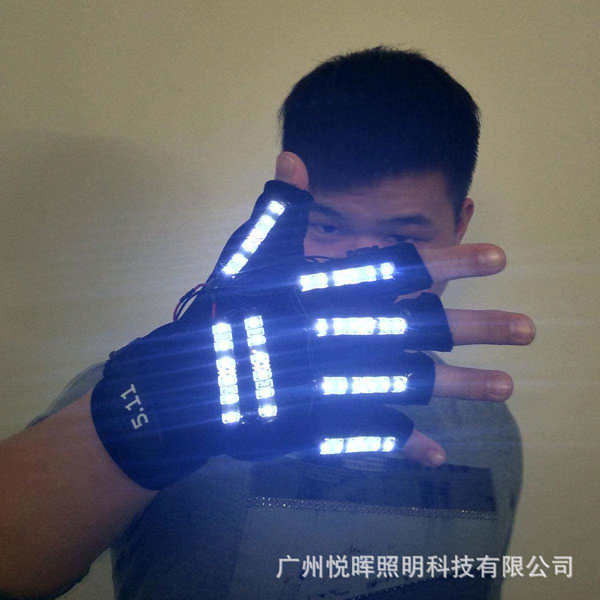 新款LED发光手套七彩多色LED手套舞台酒吧演出服装 化妆舞会道具