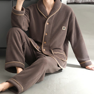 全棉纯棉【抗静电】睡衣男士冬季珊瑚绒加厚加绒男款秋冬法兰绒冬