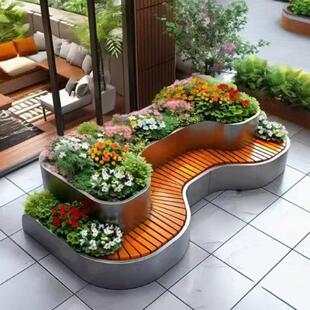 市政道路花圃公园休息区长凳商业街广场户外座椅花箱组合隔断花坛