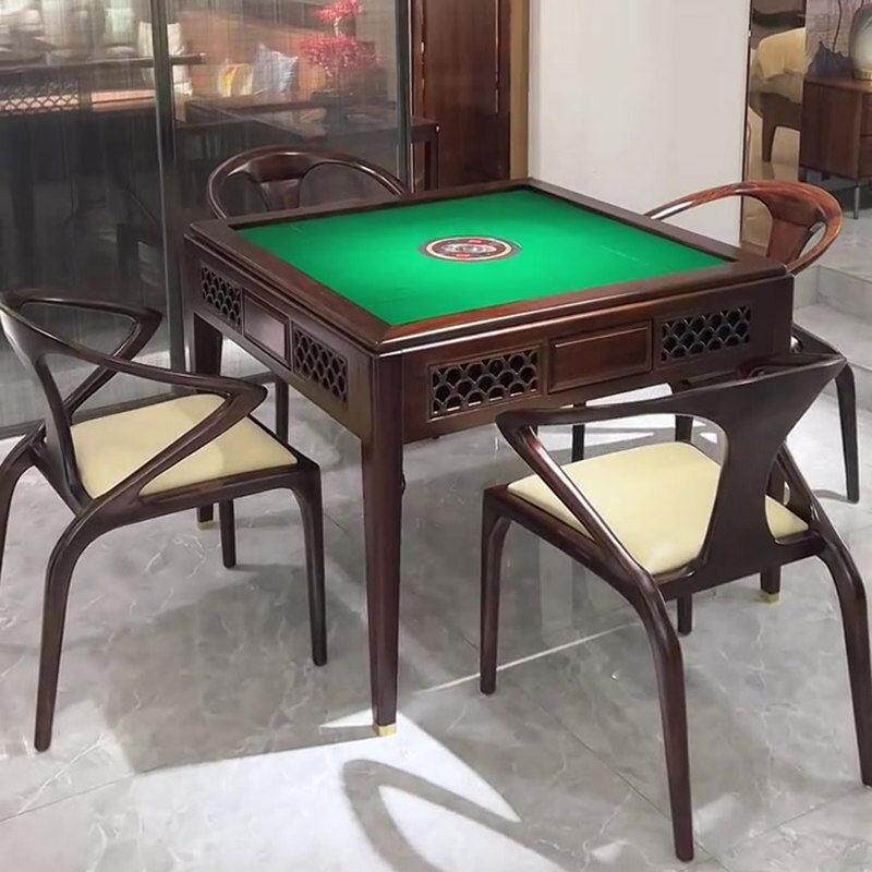 新中式乌金木麻将桌实木多功能全自动麻将机家用棋牌掼蛋桌定制