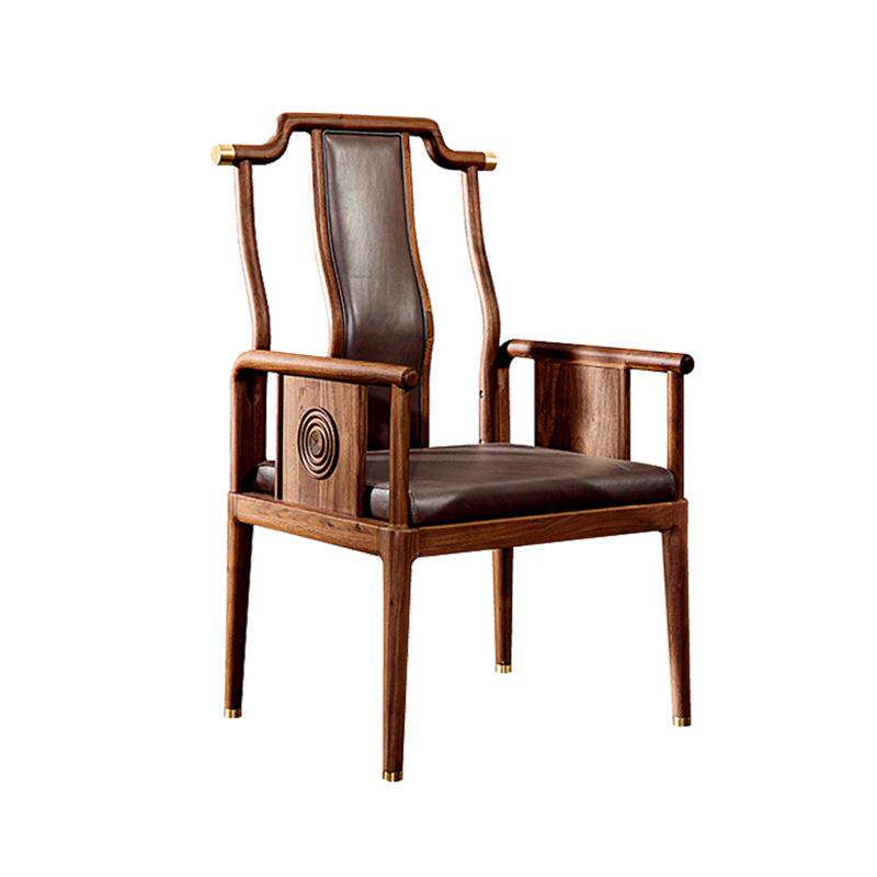 新中式实木老板椅简约现代时尚大班台老板桌搭配椅乌金木办公家具