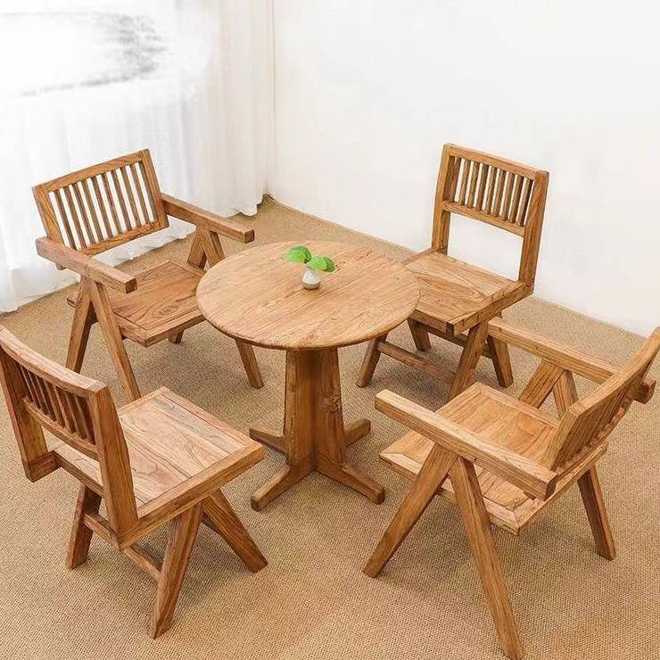 厂家老榆木茶台组合新中式老榆木圆形小茶几桌子实木茶桌茶室用