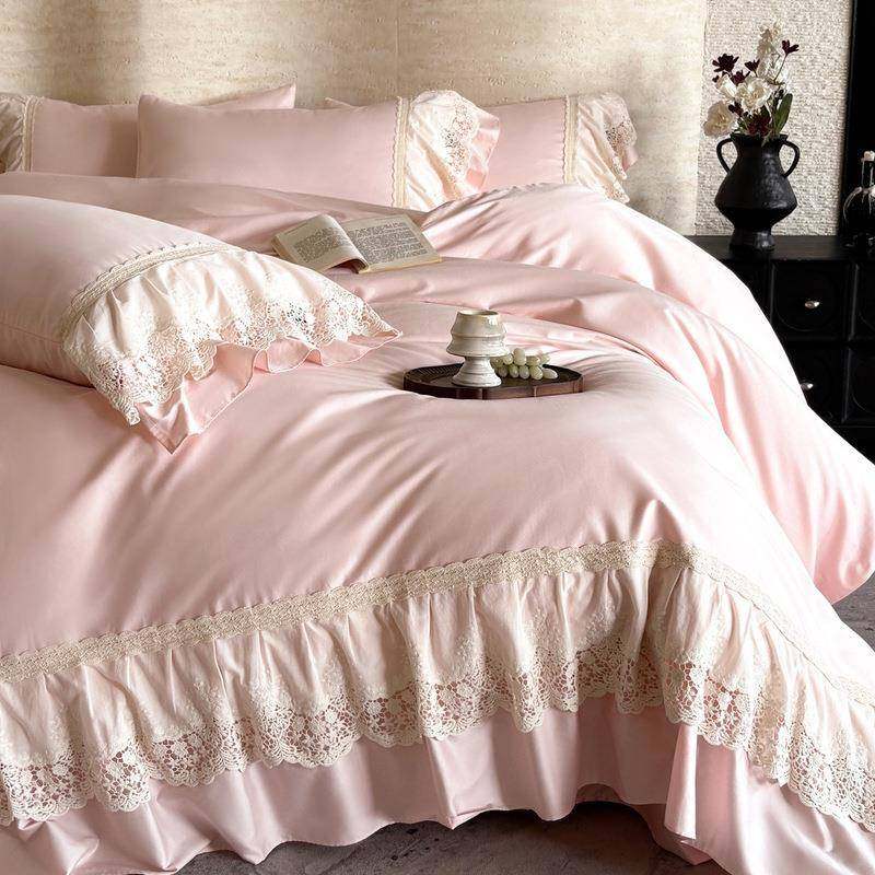 60支长绒棉四件套纯棉法式蕾丝大花边纯色公主风全棉床上四件套,电子元器件市场,其它元器件,淘宝优惠券,粉丝福利购,淘宝优惠卷