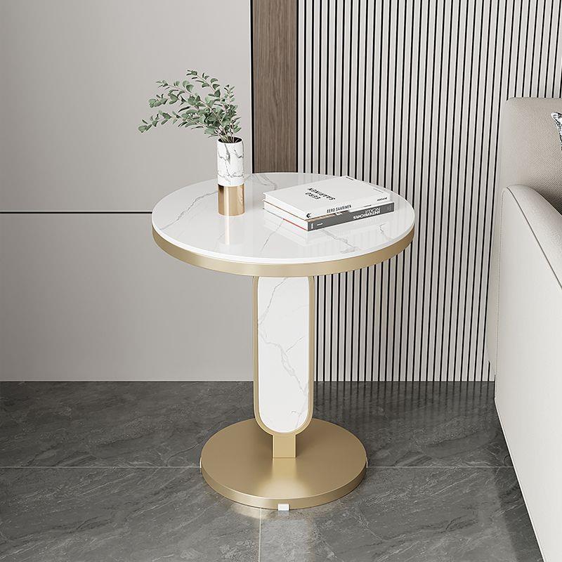轻奢岩板小茶几客厅沙发边几网红阳台小圆桌圆形大理石角几小户型