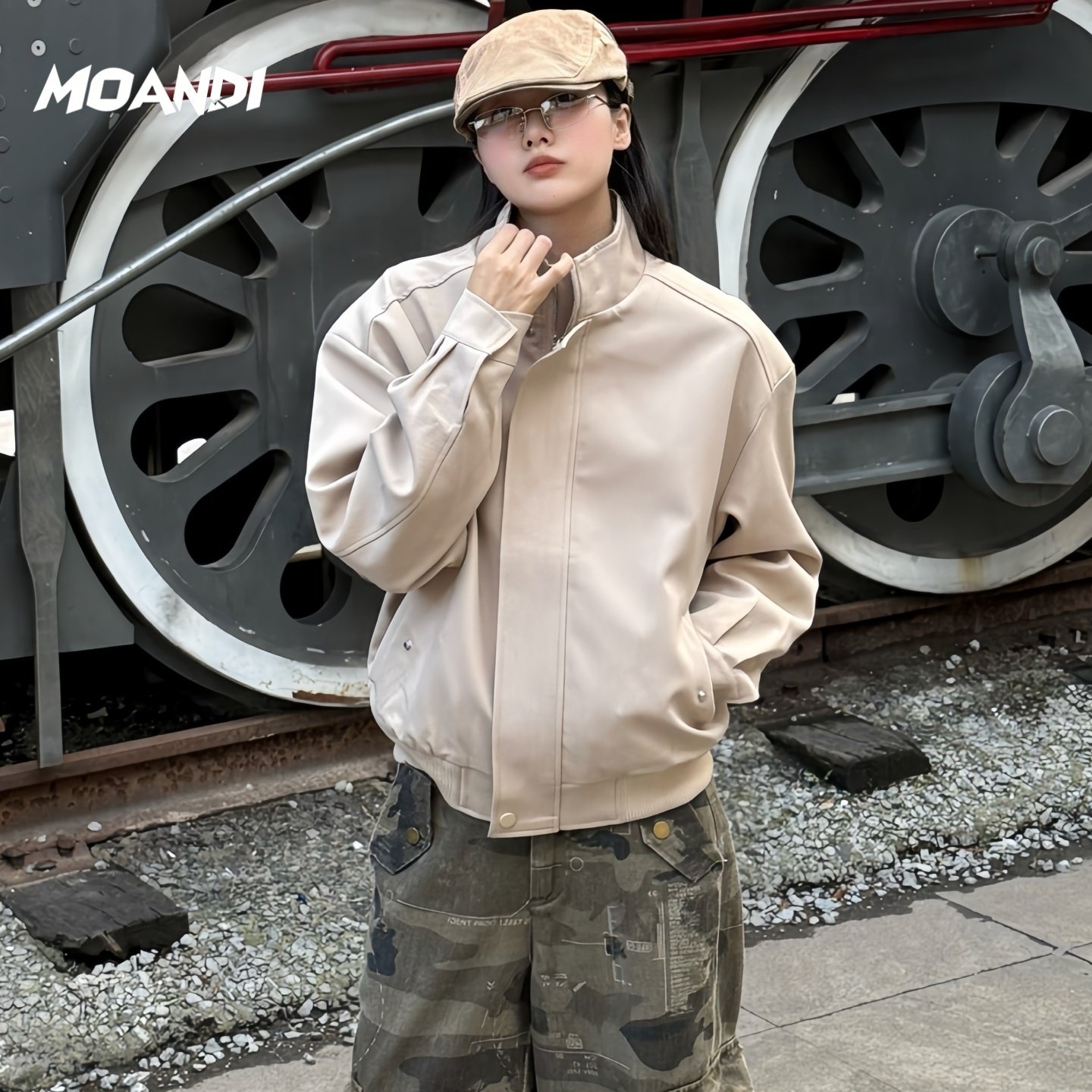 摩安迪2026年春美式复古立领设计宽松百搭上衣男夹克外套情侣同款,男装,夹克,淘宝优惠券,粉丝福利购,淘宝优惠卷