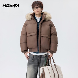 摩安迪25年百搭加厚秋冬季 潮流连帽加绒棉服外套 必备棉衣男女同款