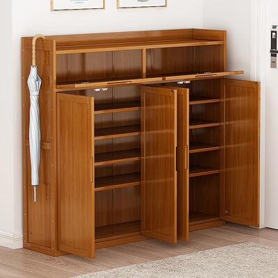 鞋柜家用门鞋简口好看多42567层架室加内宽易收纳实木楠竹新款防