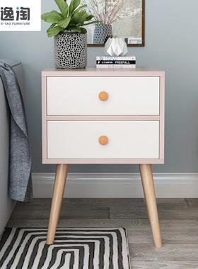 床头柜简约现代头收纳床柜实腿迷你小型经济型北欧户QBX床边小木