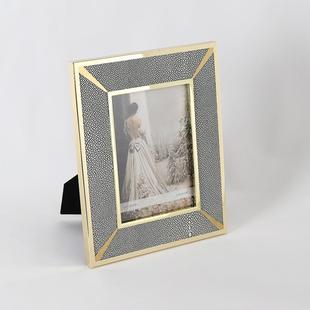 特饰价HY X111ins黑色斑点皮革金属相框摆框台边家用6寸样板间装