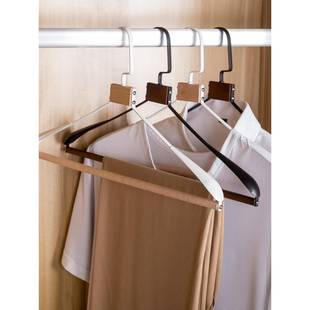 榉木衣架宽肩简约黑色金属无用痕柜衣挂白子家衣65617173橱实木裤
