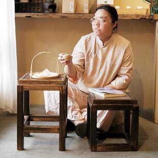 创编意客实木方凳家式用厅餐桌茶几小板凳沙QDJ发凳榫卯中手工藤