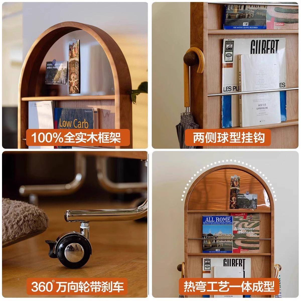 单穿人落地镜全置身镜家用创杂志书意报物架中古可移1700动实木试