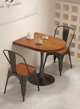 实餐桌个创设性计双人餐厅餐桌意椅组合咖啡店酒木吧原木成B212套