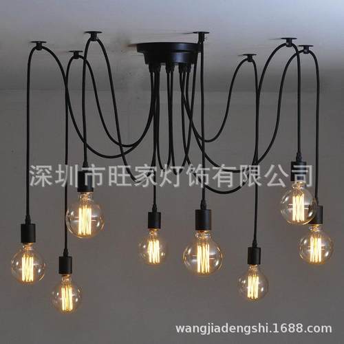 复古工业风创意酒吧咖餐厅啡装花办公A火锅服店多头蜘蛛天女散吊