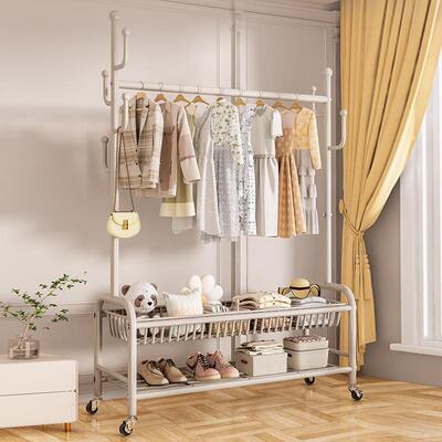 晾衣架落地卧室家3-057叠用阳挂服凉衣帽架子折简易室内衣移动晒