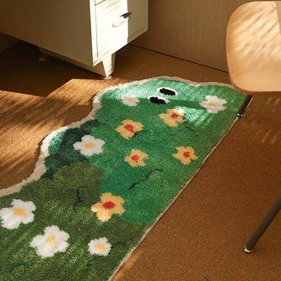 卧室地保毯ins风灌毯木花丛隔凉间暖床边家恒信达-H用房装饰防滑