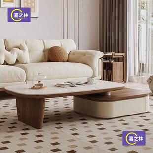 家用客风厅户型人造板中合古胡桃木小茶几小圆桌HYC电视柜组圆形