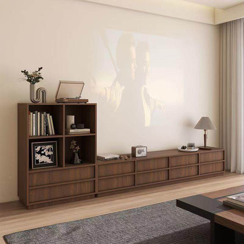 小户型电视柜组电视纳柜落地双层法式电视柜古合风储组抽屉收物柜