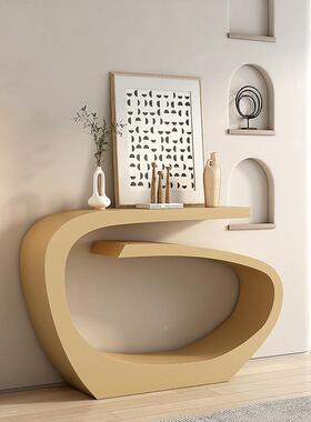 Y*欧式条案20475轻玄关桌子入户油玄关台奶风艺窄术超端景台走奢